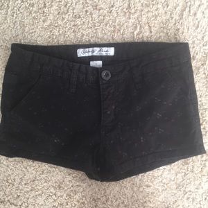 Black Shorts with Stitched Floral